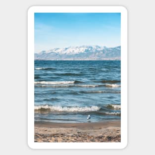 Winter Okanagan Lake and Mountains View Sticker